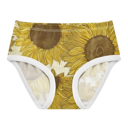 Vintage Sunflowers Yellow Brown Beige Girls Underwear Toddler 2t Cotton Panties for Girl Colorful Briefs Undies Kids