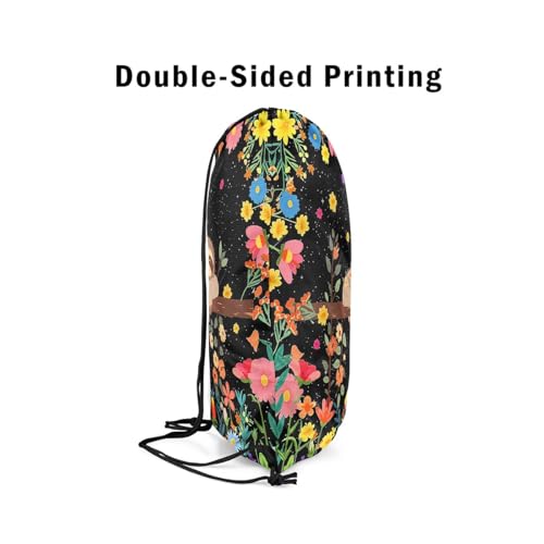 Loussiesd Cute Sloth Gym String Bag Kawaii Animal Drawstring Backpack 40x33cm Decor Cartoon Sports Drawstring Sackpack Flower Drawstring Bags Waterproof - Image 4