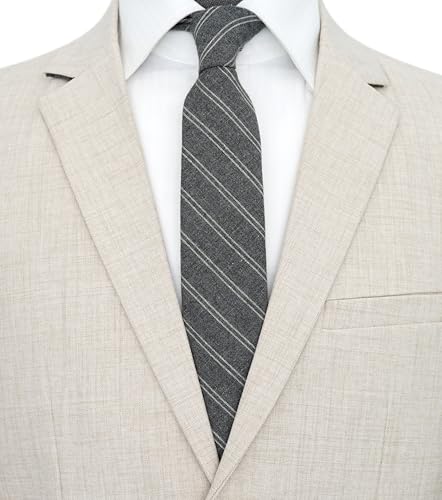Image of BELLUNO Men's 2.5 inch Skinny Solid Cotton Linen Ties