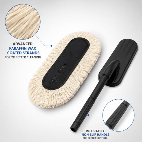 Image of BK 10 IMPORT & EXPORT Car Duster with Long Handle | Lint-Free, Scratch-Free Car Cleaner Brush | Microfiber & Paraffin Wax Coated | Dry Dust Cleaner for Car & Bike Exterior | Ceramic Wax Infused