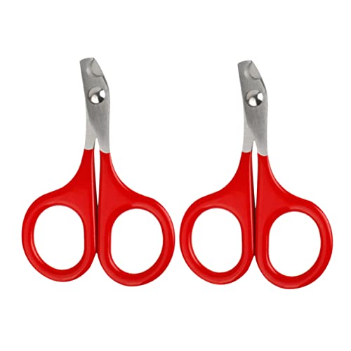 POPETPOP 3 Pcs Pet Nail Care Tool Stainless Steel Dog Cat Nail Clippers with Bend Design for Safe Grooming Salon Comfortable Operation Red
