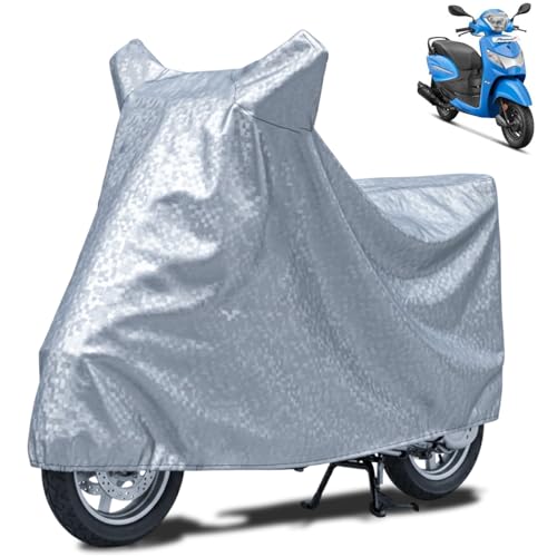 Image of FABTEC Waterproof Scooty Body Cover Compatible with Hero Pleasure Plus, A1 (Silver)