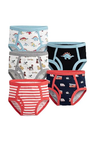MONICA + ANDY Toddler Organic 5-Pack Boy's Briefs Red Multi, 2-3T