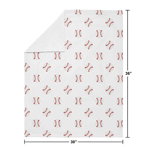 Image of Sweet Jojo Designs Sports Baseball Patch Baby Boy Receiving Security Swaddle Blanket for Newborn or Toddler Nursery Car Seat Stroller Soft Minky - Red and White
