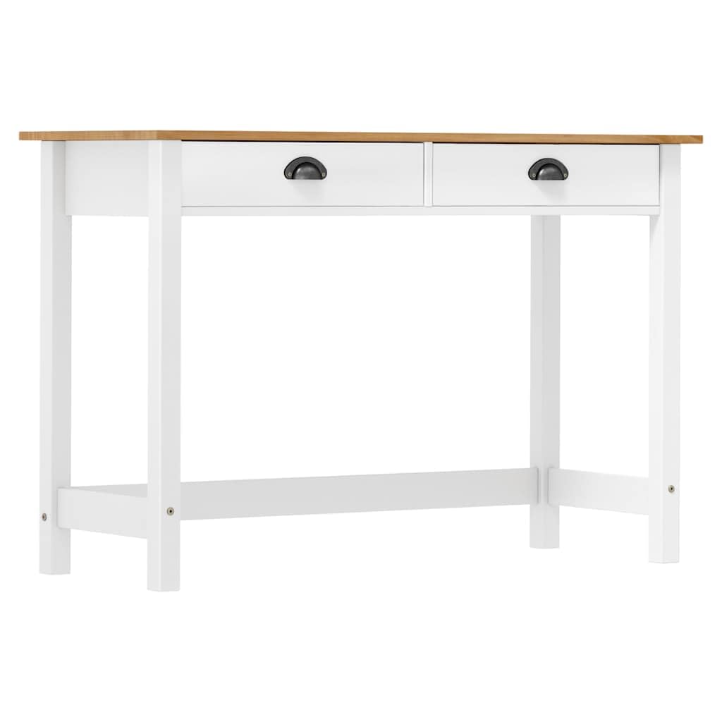 SXZenSpace Console Table White Hill 110x45x74 cm Solid Pine Wood Compact with 2 Drawers Cup Handles for Living Room Hallway Bedroom