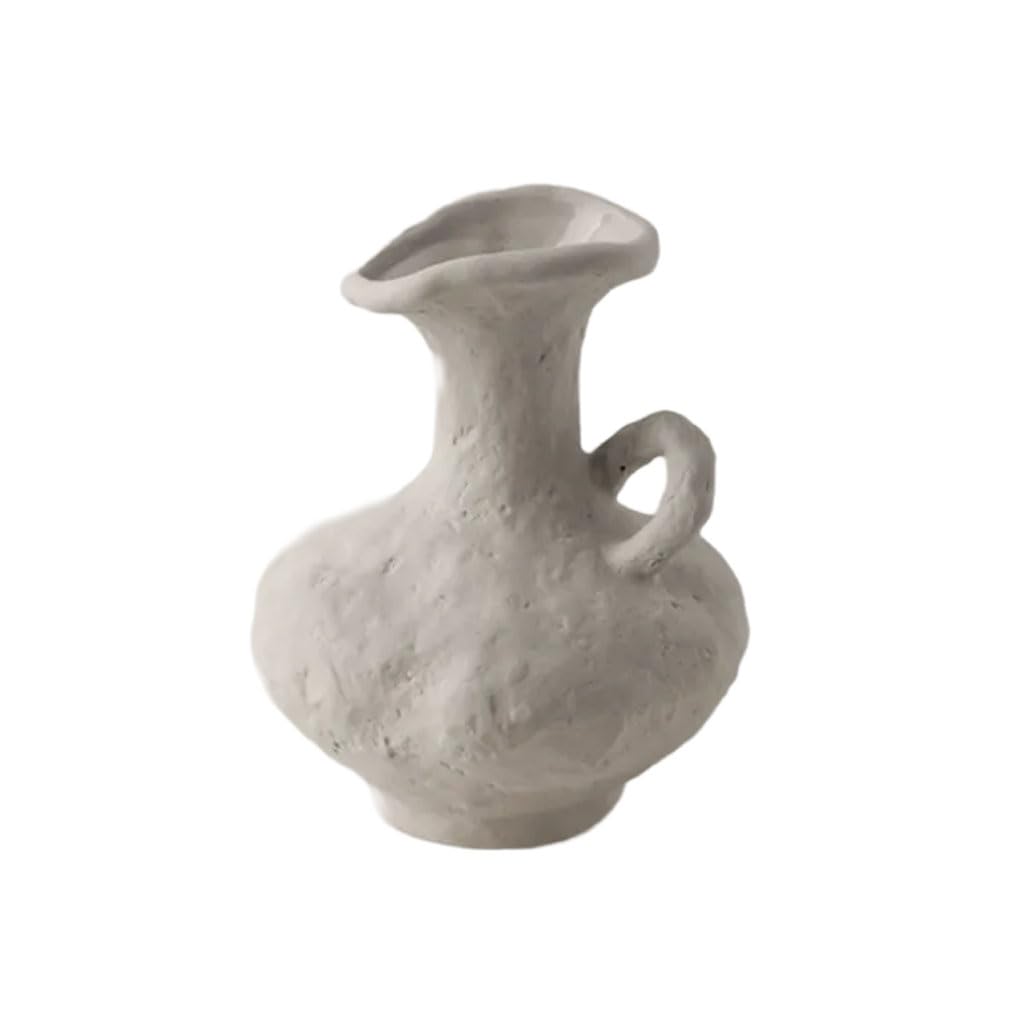 HRGKLMN Vase White Matte Ceramic Vase Handmade Home Accessories & Decor, Irregular Texture Vases with Handles, Modern Table Decoration for Dried Flowers Fresh Flowers,Modell C