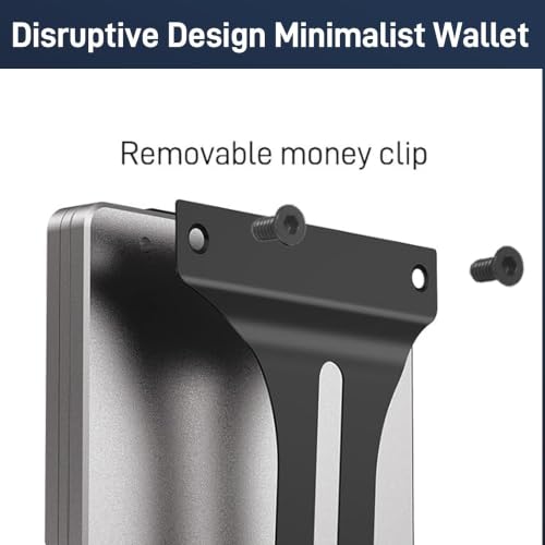 Image of Minimalist Carbon Fiber Wallet for Men, Money Clip Cash Strap Wallet, RFID Blocking Metal Wallet Aluminum Card Holder,Front Pocket Wallet(Matte Grey)