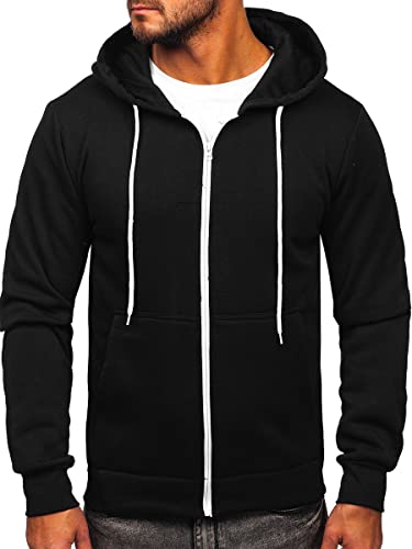 Preisvergleich Produktbild BOLF Herren Kapuzenpullover Hoodie Sweatshirt mit Kapuze und Reißverschluss Kapuzenjacke Sweatjacke Zip Print Aufdruck Motiv Freizeit Sport Fitness Outdoor Casual Style HW2787 Schwarz XL [1A1]