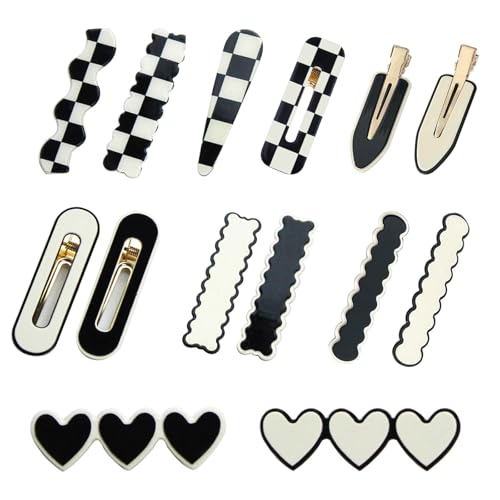 14 piezas de pinzas para el cabello negras y blancas miniatura 1