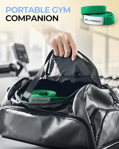 Trideer Stretching Strap Yoga Strap for Physical Therapy, 10 Loops Yoga Straps for Stretching, Non-Elastic Stretch Strap for Pilates, Exercise, Stretch Band for Women & Men with Exercise Book