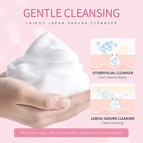 Miescher Sakura Face Wash,Cherry Blossom Cleanser Facial Skin Cleansing Foaming Repairing Acne Deep Cleansing Moisturizer For Dry Skin & Oily Skin Hydrating Lotion Foam Cleanser Balance Oil Water Daily Cleaning Skincare Products #TOP2