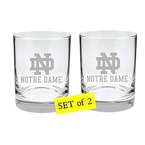 Notre Dame Fighting Irish 2-Sided Etched Satin Finish Rock or Whiskey Glass Set of 2
