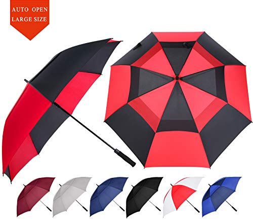 Image of Golf Umbrella Large 62 /68 /72 Inch, Extra Large Oversize Double Canopy Vented Windproof Waterproof Umbrella, Automatic Open Golf Umbrella for Men and Women and Family