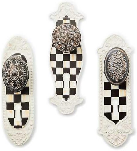 MACKENZIE-CHILDS Courtly Door Knob Hooks, Set of 3