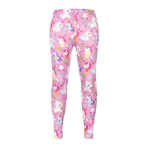 Attvn Mädchen Knöchellange Leggings Einhorn Drucken Elastische Kinderhose Klassische Stretchhose Sport-Hose für Kinder 2-10 Jahre