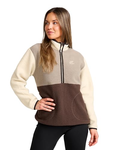 RevolutionRace Canyon Half-Zip Pile Fleece für Damen Outdoor Teddy Fleecejacken perfekt für Wanderungen und Outdoor-Abenteuer Seal Brown/Peyote M
