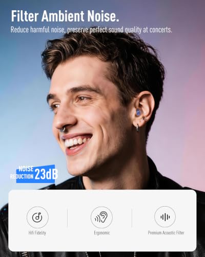 Image of Hearprotek Concert Ear Plugs, 2 Pairs High Fidelity Ear Plugs for Musicians