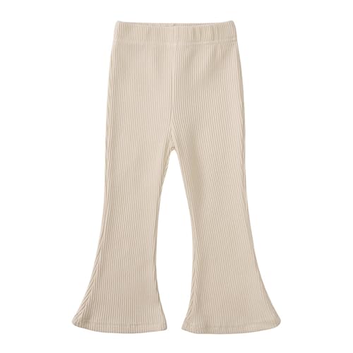 Girls Flare Leggings Kids Elastic High Waisted Bell Bottoms Yoga Pants with Pockets Ruffle Ribbed Flared Pants
