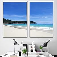 2 Piece Framed Canvas Wall Art Coastal Beach Canvas Prints Home Artwork Decoration for Living Room,Bedroom - 16