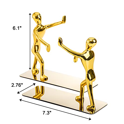 Fasmov Heavy Duty Stainless Steel Man Bookends Nonskid Bookends Art Bookend,1 Pair(Glod) #TOP1