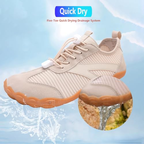 Image of Beach Water Shoes for Women Men Quick Dry Non-Slip Wide Toe Hike Barefoot Footwear for Beach Pool Aqua Swim Surf Walk
