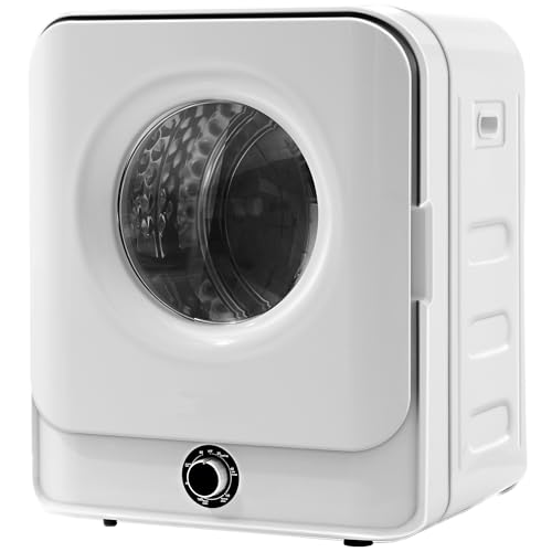 Compact Laundry Dryer, 2.6 cu ft Front Load Stainless Steel Clothes Dryers with Exhaust Pipe, 1400W, Control Panel Four-Function Portable Dryer For Apartments, Home, Dorm, White