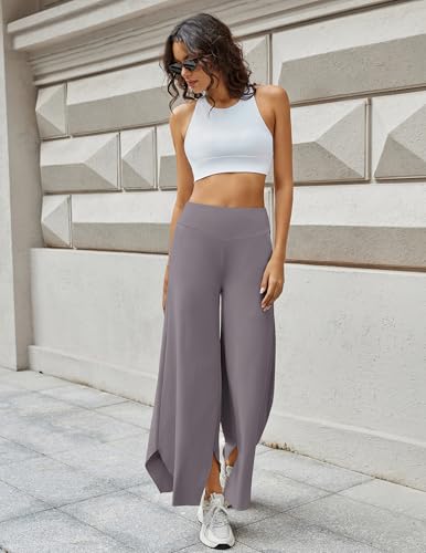 LOOKBOHO Women's Yoga Pants Wide Leg Casual Loose Sweatpants Comfy High Waisted Lounge Pajama Flowy Pants with Pockets Taupe L — view 6