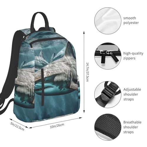 Casual Backpack for Women Men Several Sharks in the Ocean Lightweight Daypack Large Capacity Nurse Bag4