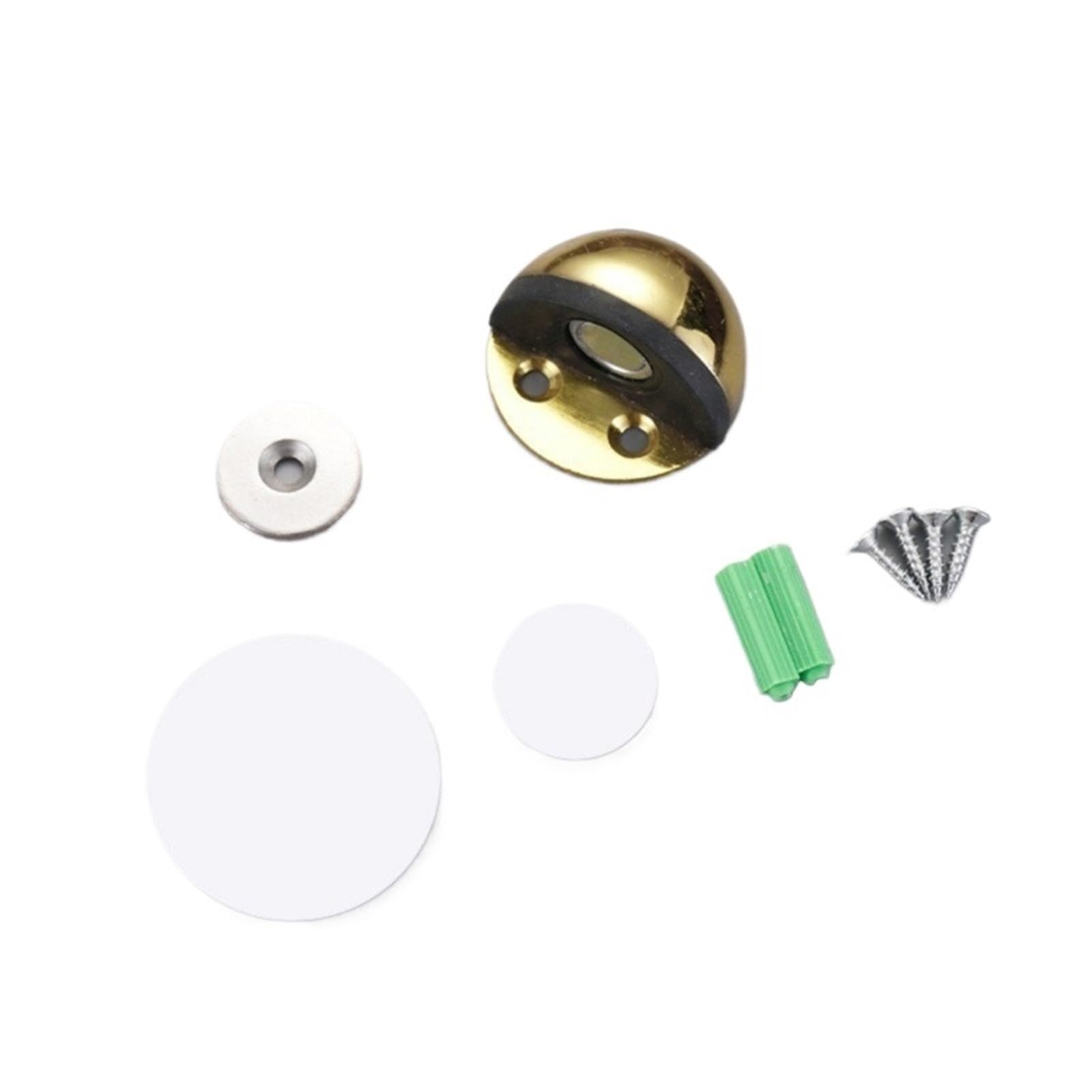 Door Stopper Nail Free Concealed Stainless Magnetic Door Stop with Buffer Pad for Floor Sticky Mount Setup(Gold)