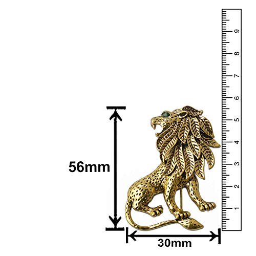 Mahi Antique Gold Plated Vintage Lion Shaped Brooch/Lapel Pin for Mens BP1101026G