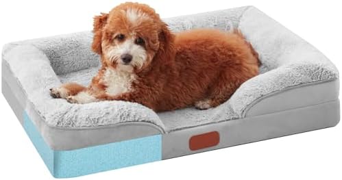 Small 3-Sided Memory Foam Dog Bed for Small Dogs,Supportive Orthopedic Pet Couch Bed with Waterproof Non-Slip Bottom, Dog Sofa Bed with Removable Washable Cover- Sleep Surface 15″ x13″