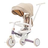 BTM 子供用三輪車 7in1 折りたたみ 手押し 7way 1~3歳 座面回転 自転車 おもちゃ パープル