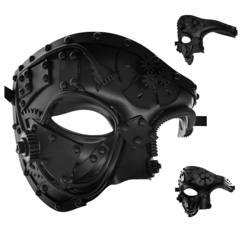 Nukinp Halloween Masquerade Mask for Womne Men Steampunk Cyborg Venetian Mask Half Face Punk Style Cosplay with Elastic Band for Halloween Costume Accessories Fashion Shows Night Club Birthday Par