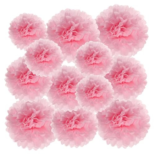 Pompons en papier 3 tailles différentes décoration suspension rose anniversaire