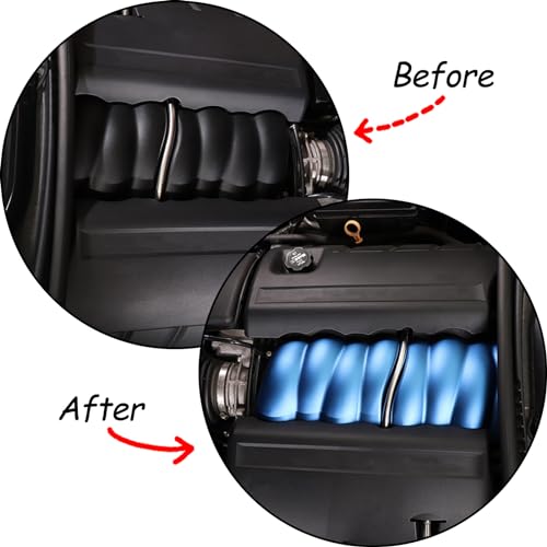 Image of Engine Shroud Cover Panel Trims Cover Compatible with Chevy Corvette C6 2005-2013, Aluminum Car Fuel Engine Trim Covers Accessories (Blue)
