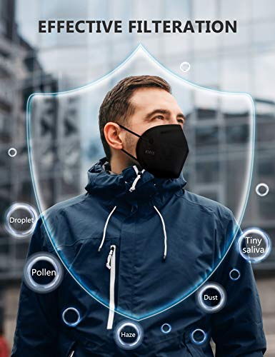 Boncare Kn95 Face Masks, Black Kn95 Masks 50 Pack, 5-Layer Face Masks #TOP2