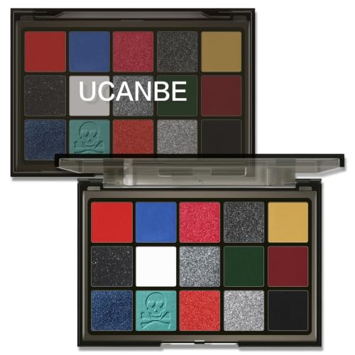 Image of UCANBE Halloween Eyeshadow Palette, 15 Colors Matte Shimmer Metallic Eye Shadow Palette, Highly Pigmented Blendable Makeup Palette for Cosplay, Costume Party, Gothic Smoky Eye & Festival Makeup