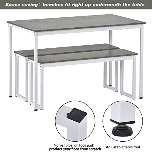 Merax 3-Piece Dining, Table and Bench, Furniture Set for Home Kitchen Patio Outdoor Industrial Style Steel Frame and Imitation Marble Veneer, Gray, 114 x 70 x 75 cm 6 Merax 3-Piece Dining, Table and Bench, Furniture Set for Home Kitchen Patio Outdoor Industrial Style Steel Frame and Imitation Marble Veneer, Gray, 114 x 70 x 75 cm - Image 6