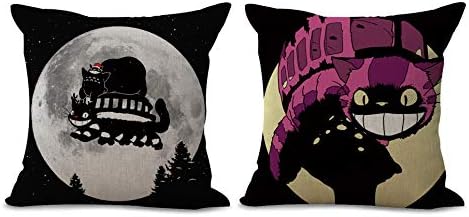 HomeTaste Pack of 2 Cute Totoro Decorative Throw Pillow Cover 18x18 Inches Cushion Case for Home Bed Sofa Couch Car Decoration