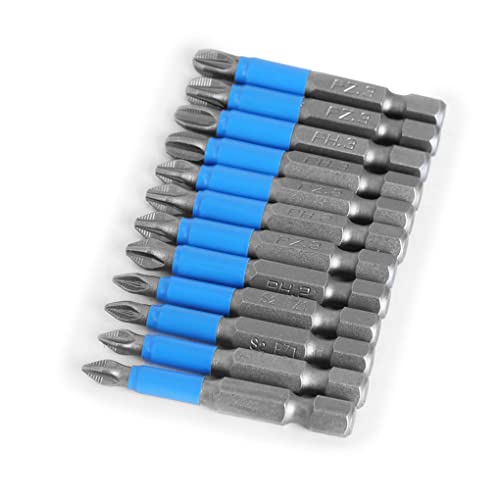 12 Stück Anti-Rutsch 50mm Schraubendreher Bit PH1/PZ1/PH2/PZ2/PH3/PZ3 Bohrer Legierter Stahl Hochdruck Reparatur Schlitz Schlagarbeiten Handwerkzeuge