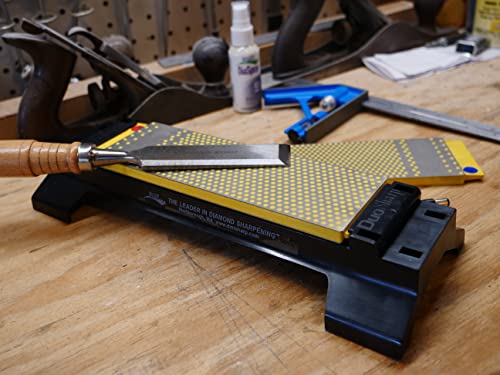 Diamond Machining Technology (DMT) W250CX-WB DuoSharp Double-Sided Diamond Sharpening Stone Bench With Base, Fine/Extra Fine, 10 Inch