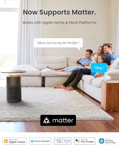 Image of SwitchBot Air Purifier for Home Large Room, Matter, Up to 3620 ft, Air Purifier for Wildfire Smoke, Pets, Odors, 20dB, Washable Pre-filter, Pet Mode, RGB Light, Work with Alexa, HomeKit, Google Home