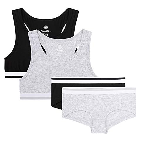 Sanetta Mädchen Bustier Unterwäscheset Vierteilig in grau + schwarz, 140 Cover