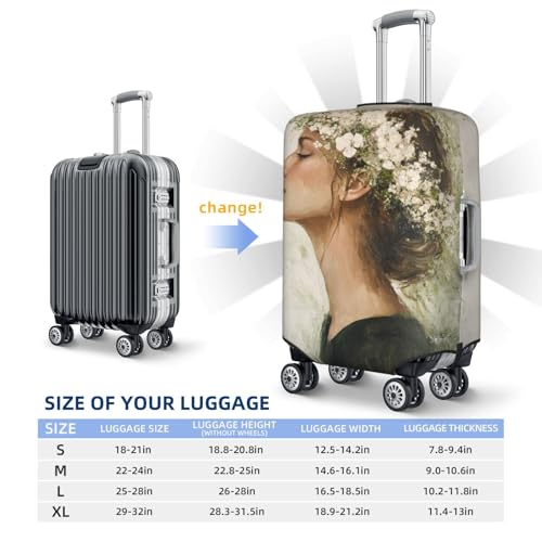 Woman With White Flowers Crown Vintage Elastic Travel Luggage Covers Dustproof Scratch-Resistant Suitcase Protector Fit 22-24 Inch4
