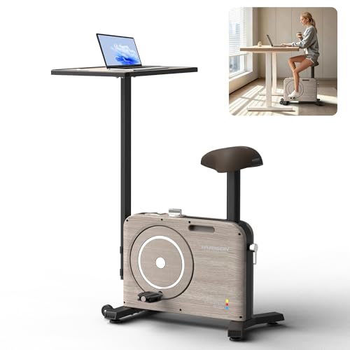 HARISON Exercise Bike with Desk for Home Office Workstation Cycling Bike with Adjustable Desk 8 levels Magnetic Resistance Indoor Bike for Working Studying & Low Impact Cardio bike