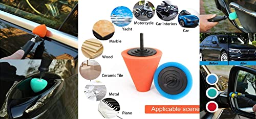 Image of DIY Crafts 10x, 3 inchinch, Mini 1-3 inchinch Choice 1-7 inchinch Cone Sponge Buffing Waxing Pads Drill Adapter for Tight Area Detailing Polishing Waxing Sealing Glaze DIY Accessory+Mini Vairable (10x, 3 inchinch)