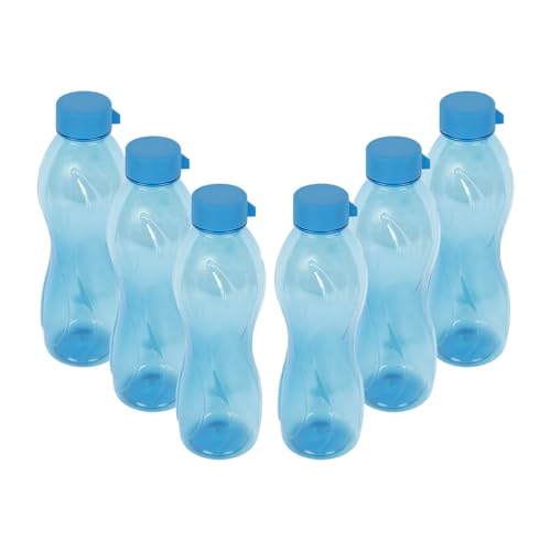 Image of PEARLPET Pheonix BPA-Free Plastic Water Bottle Set |Lightweight, Leak-Proof & Freezer Safe - Pack of 6 (1000ml Each), Blue