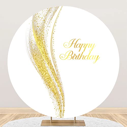 Nssonben Blanc Rond Fond pour 2.2m Rond Support sans Plis Fond Rond Blanc Décoration Fête Anniversaire Bébé Douche Mariage