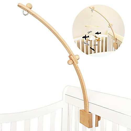 Image of Layla&Jacob Wooden Crib Mobile Arm – Premium Mobile Attachment for Baby Cribs – Nursery Mobile Hanger with 3 Adjustable Steps – Beech Wood Mobile for Crib – Durable and Sturdy Design