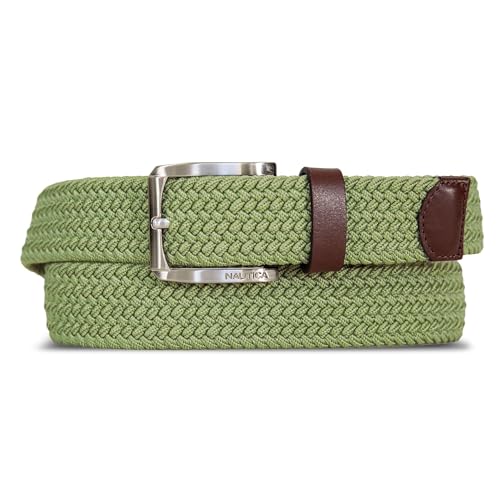 Image of Nautica Men's Casual Leather Belt | Everyday | Classic | Pants | Jeans | Khakis | Chinos | Metal Buckle